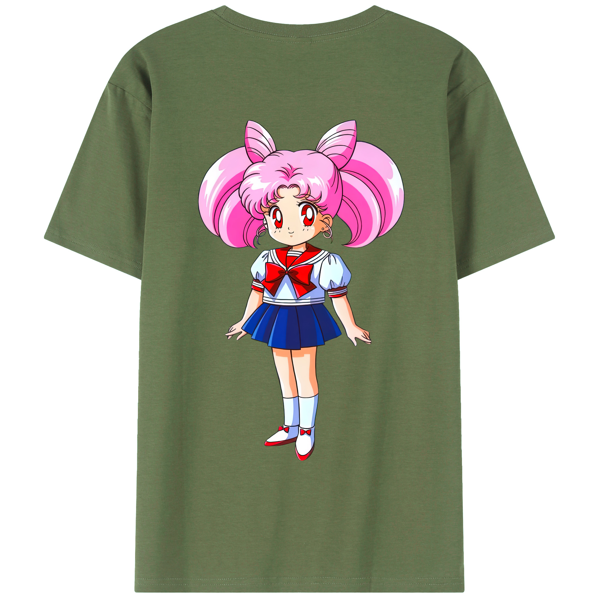 （画像用） 美少女戦士セーラームーン ちびうさ Sailor Moon Chibiusa Tsukino Usagi Small Lady Serenity 綿100％ メンズ半袖Tシャツ（バックプリント） 通気性